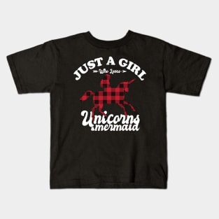 Just Girl Who Loves Unicorns and Mermaid Kids T-Shirt